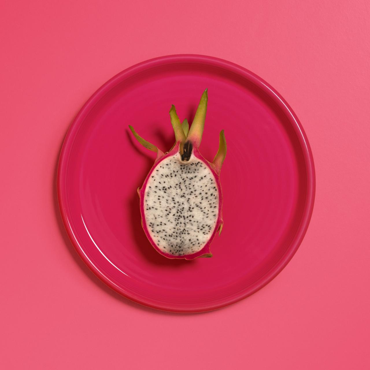 Red Dragon Fruit on Red Plate